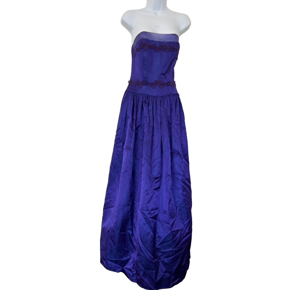 Cachet Maxi Dress 8 Iridescent Blue Purple Tulle Y2K Fairy Coquette Gothic Royal